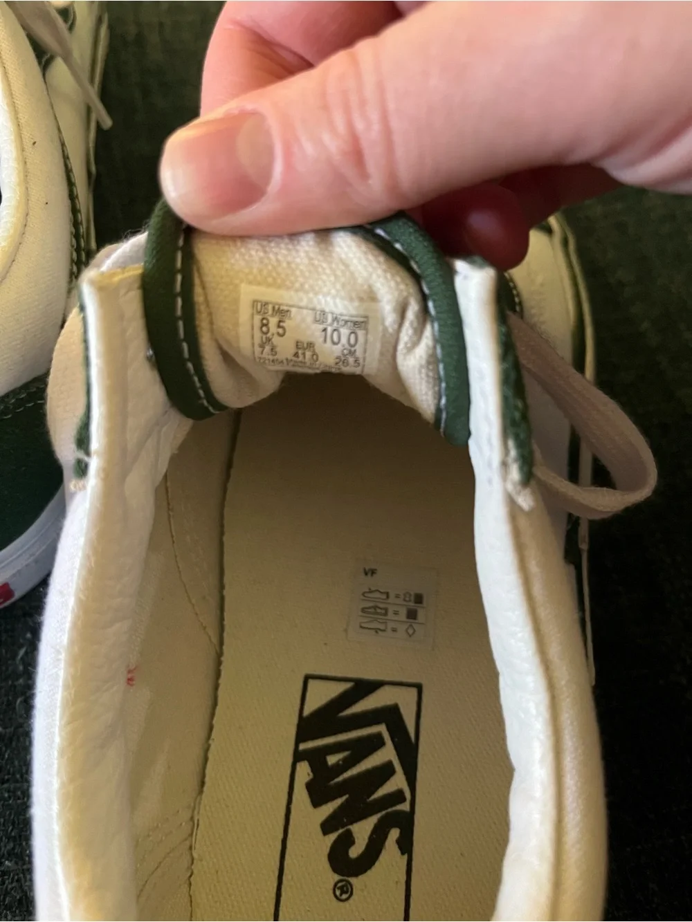 Vans Green and White Lightning Bolt Low-Top Skate Shoes